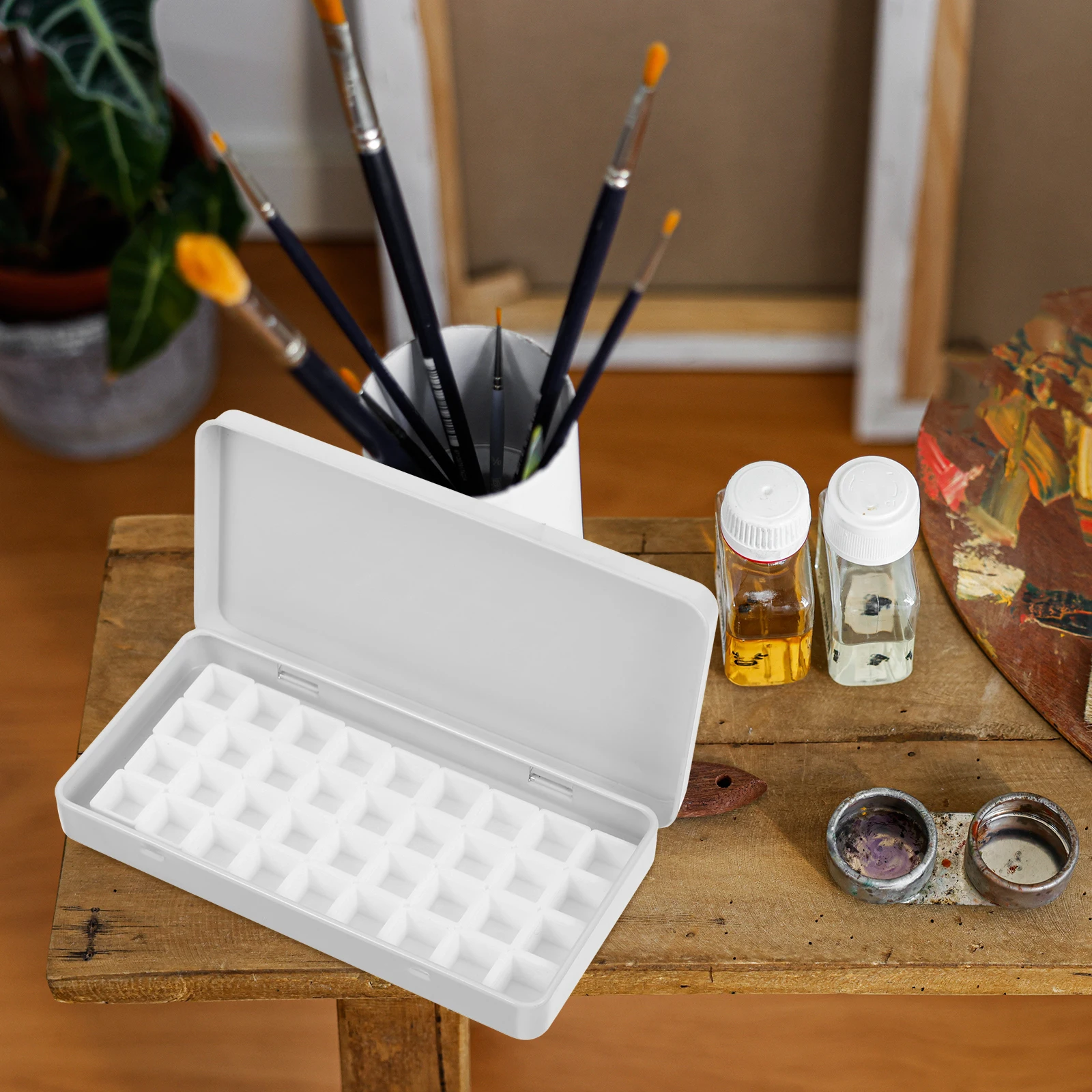 

Watercolor Paint Box Multi-compartment Palette Plastic Tray Pigment Holder