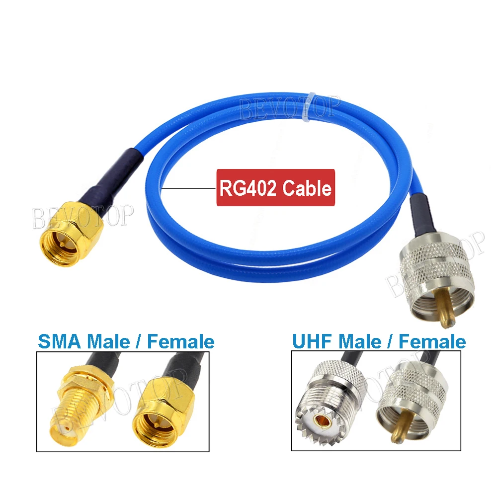 PL259 UHF Male to SMA Male 90° Connector Adapter RG402 Cable Semi-Flexible Cable 50 Ohm RF Coaxial Pigtail Extension Cord Jumpe