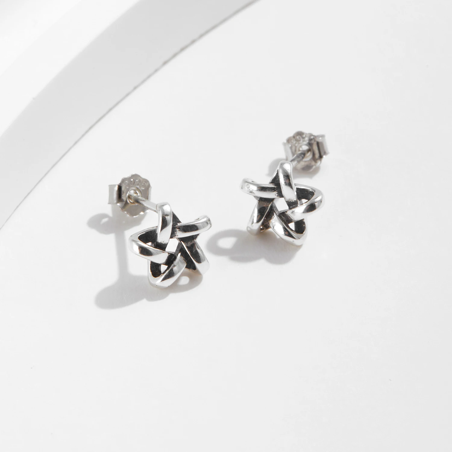 MODIAN 925 Sterling Silver Retro Exquisite Pentagram Stars Stud Earrings For Women Vintage Fine Jewelry Accessories