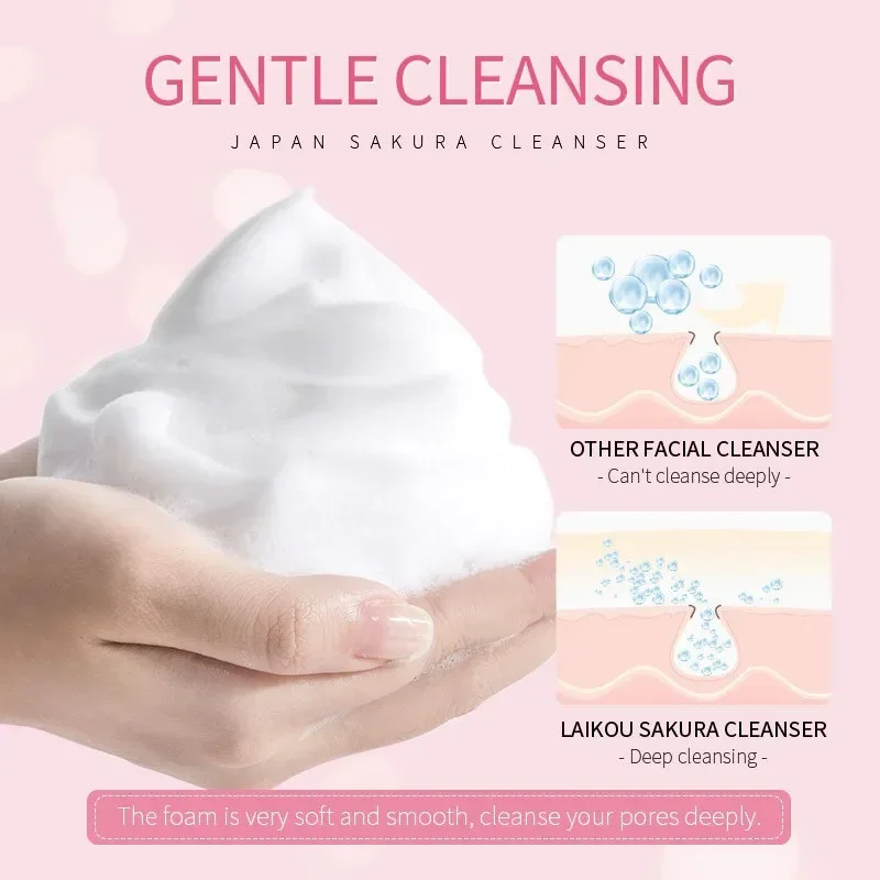 LAIKOU 50g Facial Cleanser Foam Face Wash Remove Blackhead Moisturizing Shrink Pores Deep Cleaning Oil Control Skin Care