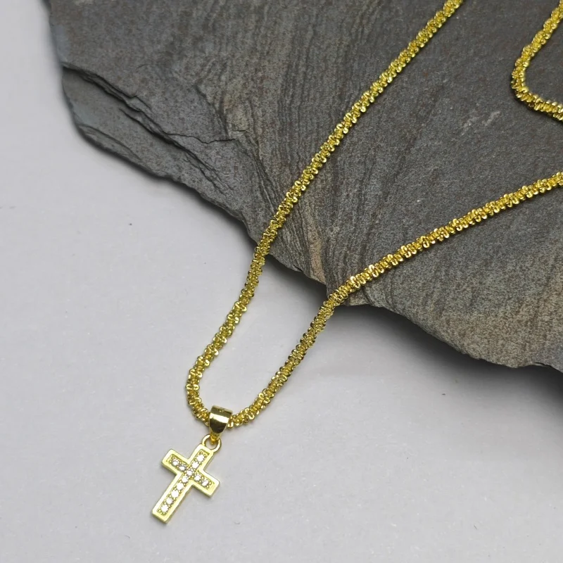 Klassische Kreuzanhänger-Halskette aus Edelstahl, geometrischer Choker, Partygeschenk für Frauen – Detail 9