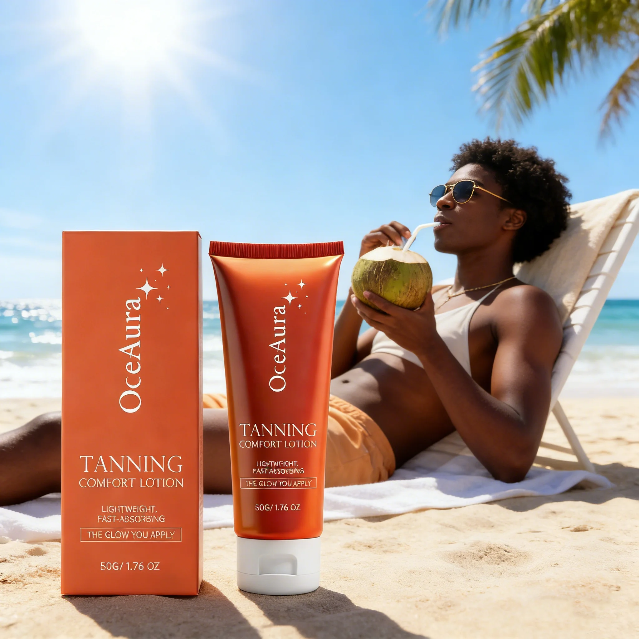 Crema Bronceadora OCEAURA Skin Beauty, Promueve el Bronceado, Previene las Quemaduras Solares, Absorbe Totalmente la Luz Solar, Reafirma la Piel, Crema Bronceadora Corporal