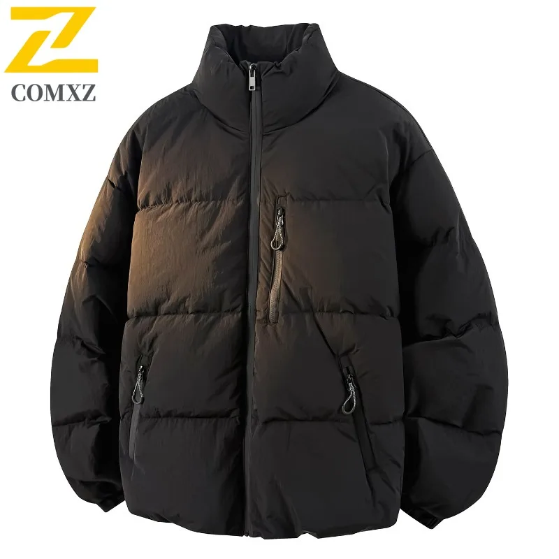 سترة COMXZ للرجال عالية الجودة بياقة واقفة للمشي لمسافات طويلة وتسلق الجبال ومضادة للرياح معطف شتوي خفيف الوزن للشارع #5
