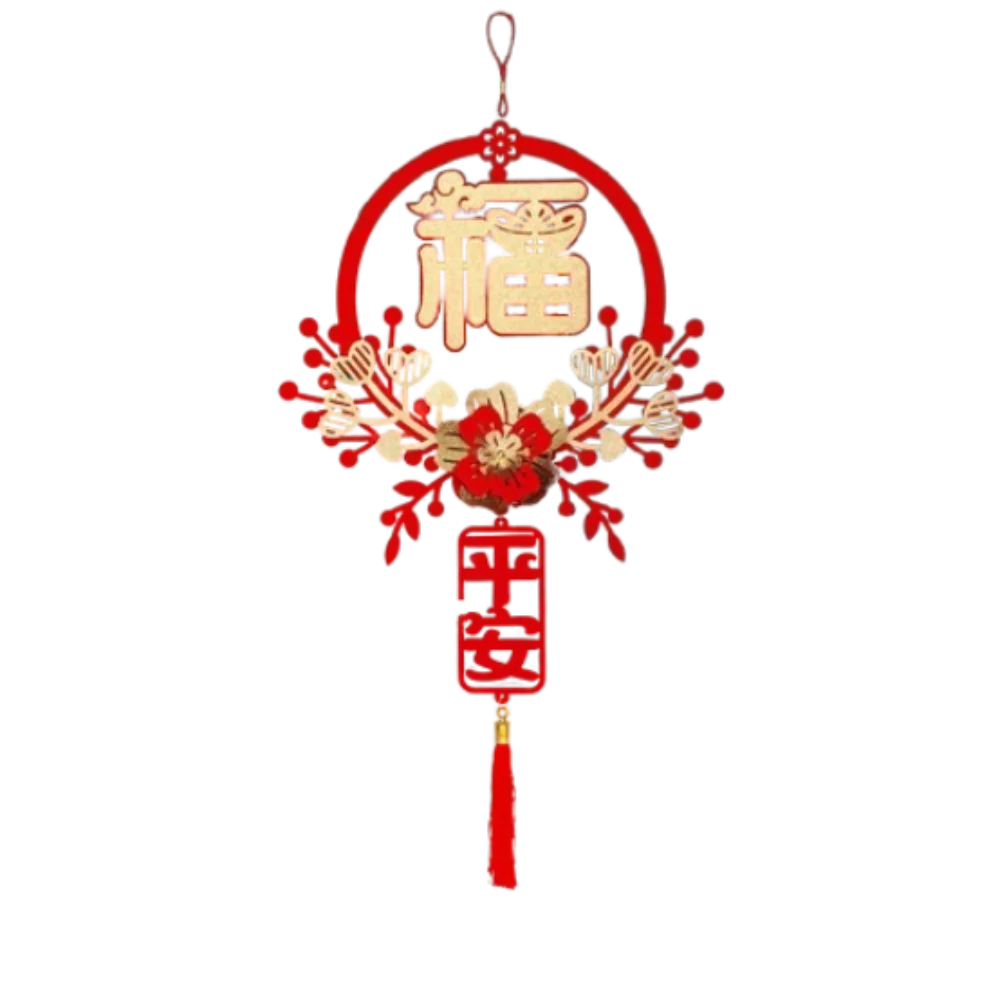

Red Chinese Lucky Character Pendants Flocking Handmade New Year Fu Character Pendants Traditional with Tassels