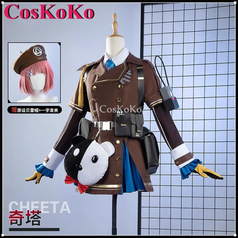 【Customized】CosKoKo Cheeta Cosplay Game Girls Frontline 2 Exilium Costume Lovely Beret Dress Halloween Party Role Play Clothing