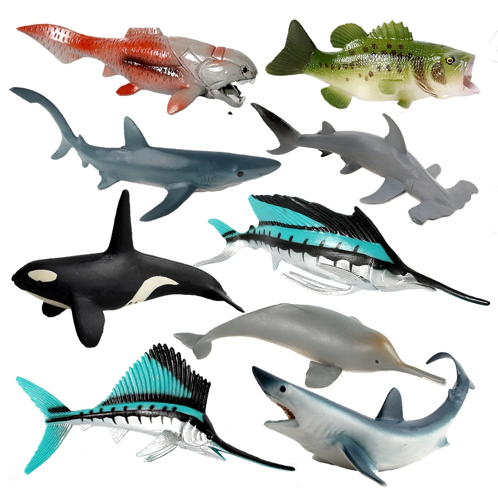 Jouets d'animaux marins, figurines d'action de Megalodon, Beluga, Piranha, orca, requin, figurines d'animaux, modèles en plastique, jouets pour enfants, jeux