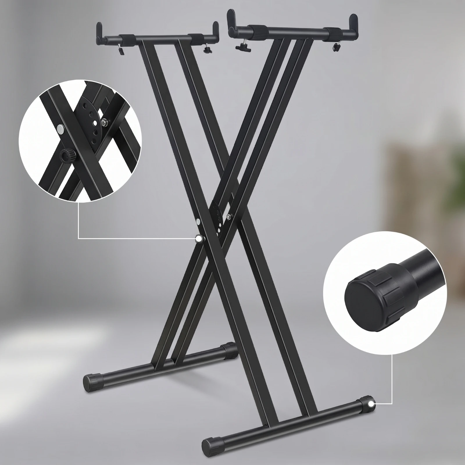 X-Shaped Keyboard Stand Adjustable Height Electronic Keyboard Stand Double-Braced Non-Slip for Keyboardists, Home Studio, Stage view 3