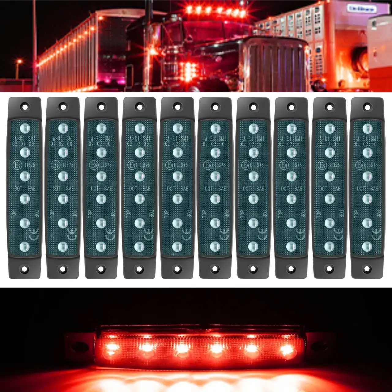 10 個 3.8 インチ スモーク LED サイド マーカー ライト インジケーター ライト クリアランス ランプ 6 LED トレーラー トラック ボート ピックアップ バス RV トラック 12V