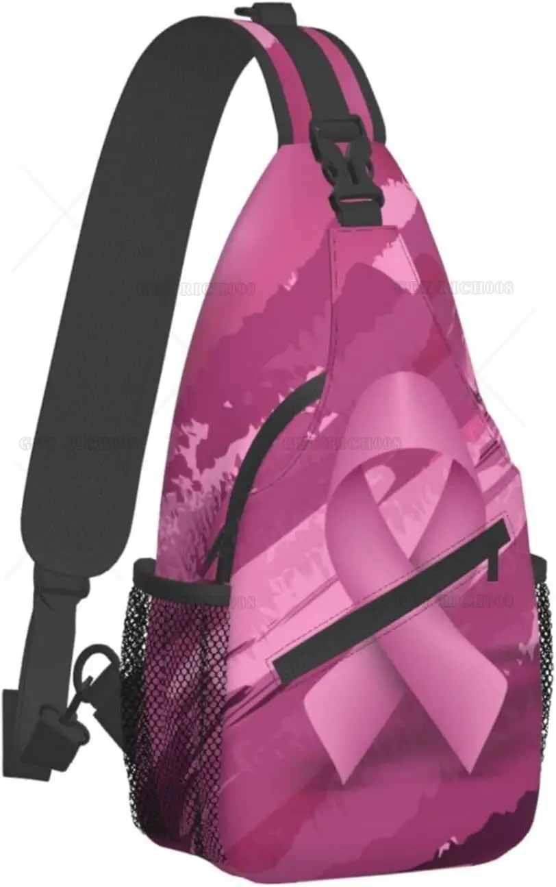 Borse a tracolla rosa cancro al seno rosa per donna uomo Chest Shoulde escursionismo accessori da viaggio zaini borsa da indossare di ottobre