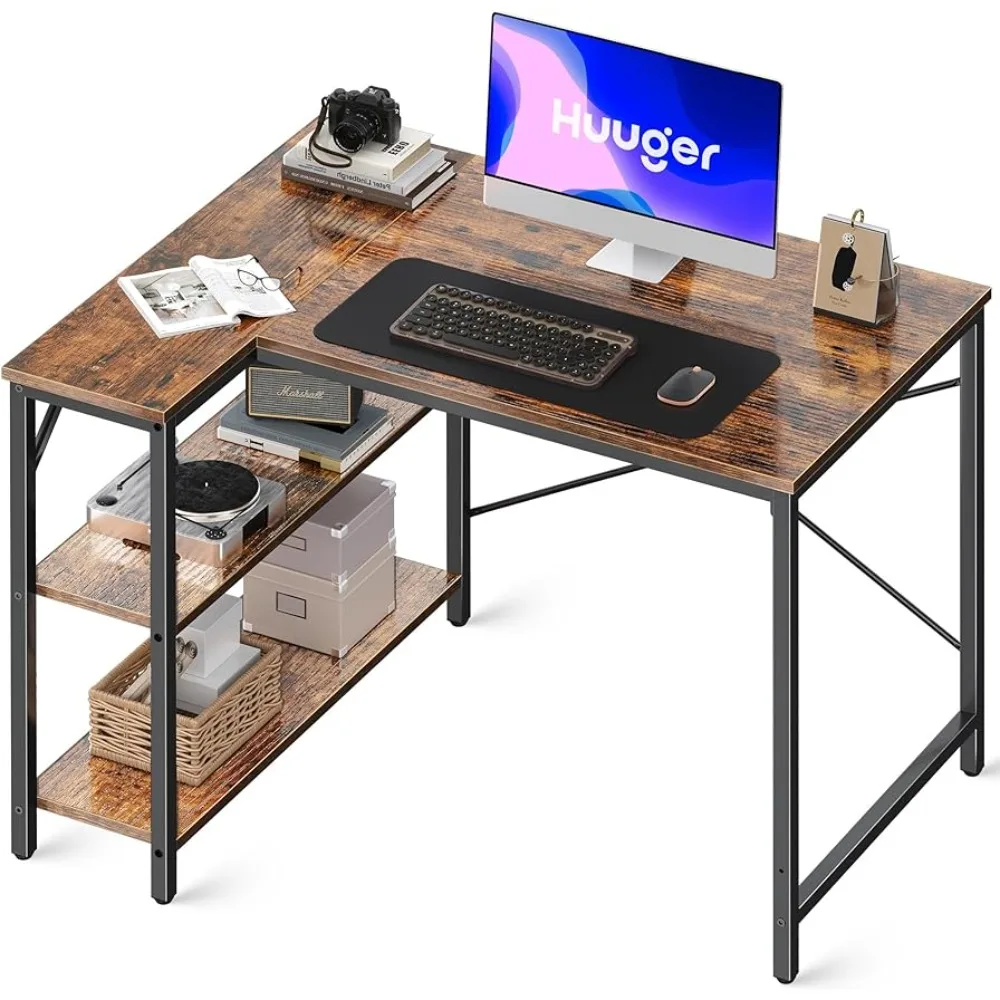 

Huuger L Shaped Desk, 39 Inches Computer Desk Reversible Storage Shelves, Gaming Desk, Corner Desk Home Office Desks