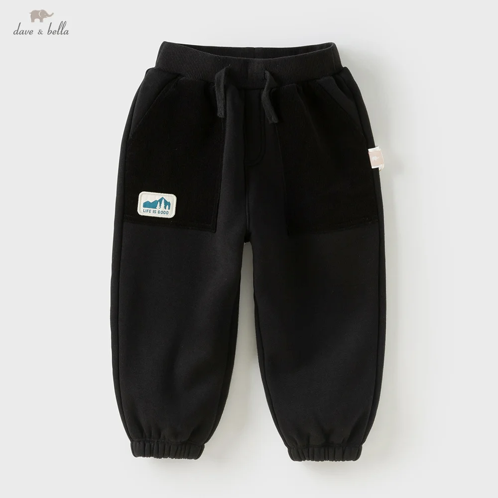 

Dave Bella, детские штаны, осенне-зимние вязаные толстые брюки для мальчиков, повседневная плюшевая верхняя одежда с эластичной резинкой на талии, детская одежда DB4253889