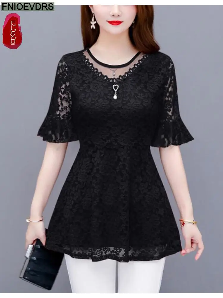 2022 Spring Autumn Basic Shirts Hollow Out Lace Ribbon Peplum Tops Hot Sales New Fashion Women Long Sleeve Ruffles Tunic Blouses