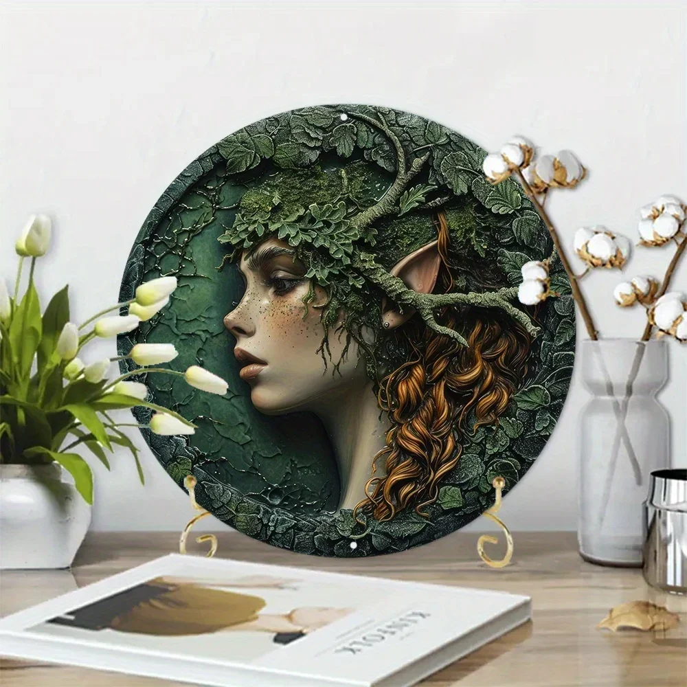 Aluminum Metal Sign Painting Round Wreath Decorative Sign Apartment Decoration Thanksgiving Day Gifts Elf Theme Decoration