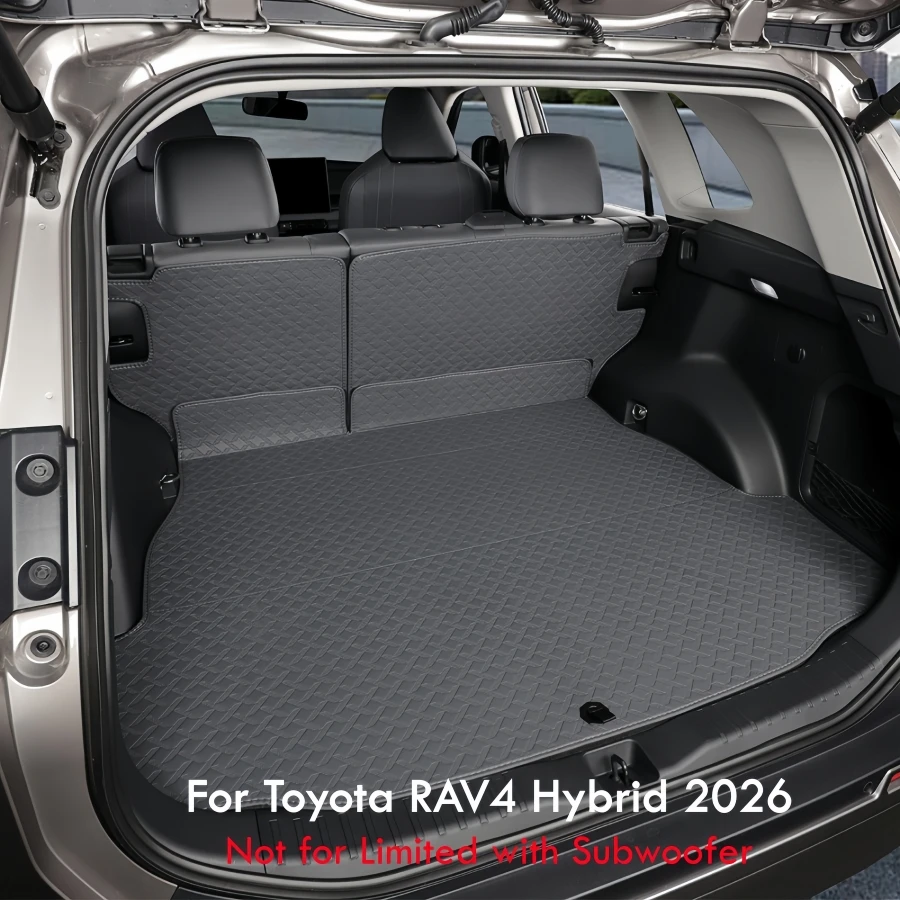 For Toyota RAV4 Hybrid 2026 PU Leather Rear Trunk Mat Protector with Backrest  (Not for Limited with Subwoofer) RAV4 Cargo Liner