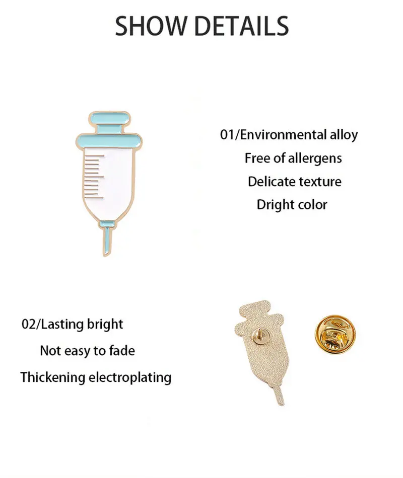 Szpilki Broszki medyczne Pielęgniarka Lekarz Metalowe odznaki Koszula Torba na klapę Biżuteria Prezent dla dzieci Przyjaciele Bandaż Strzykawka Emalia