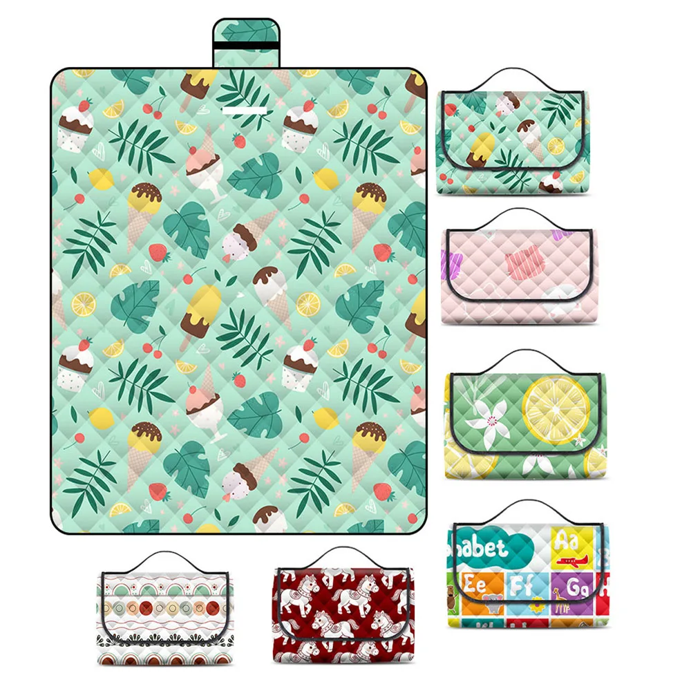 Waterproof Picnic Blanket 200cm x 200cm Beach Blanket Outdoor Picnic Mat Beach Mat with Carrying Handle for Camping Beach