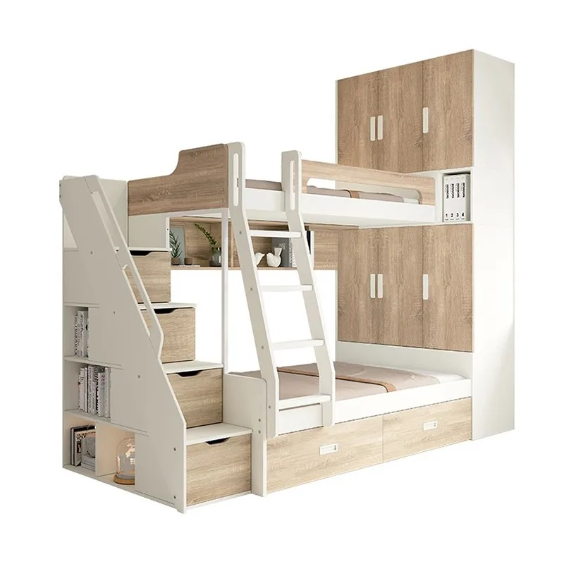 

Small apartment multi-functional adult high and low bed mother and children on and off bed two people bunk bed wardrob