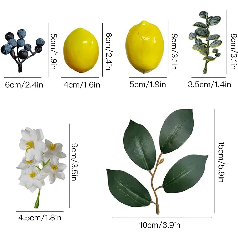 พวงมาลัยมะนาวประดิษฐ์, พวงมาลัยผลไม้ประดิษฐ์พร้อมมะนาวสีเหลืองปลอมและใบไม้สีเขียว, พวงมาลัยฤดูร้อนสำหรับดูด้านหน้า