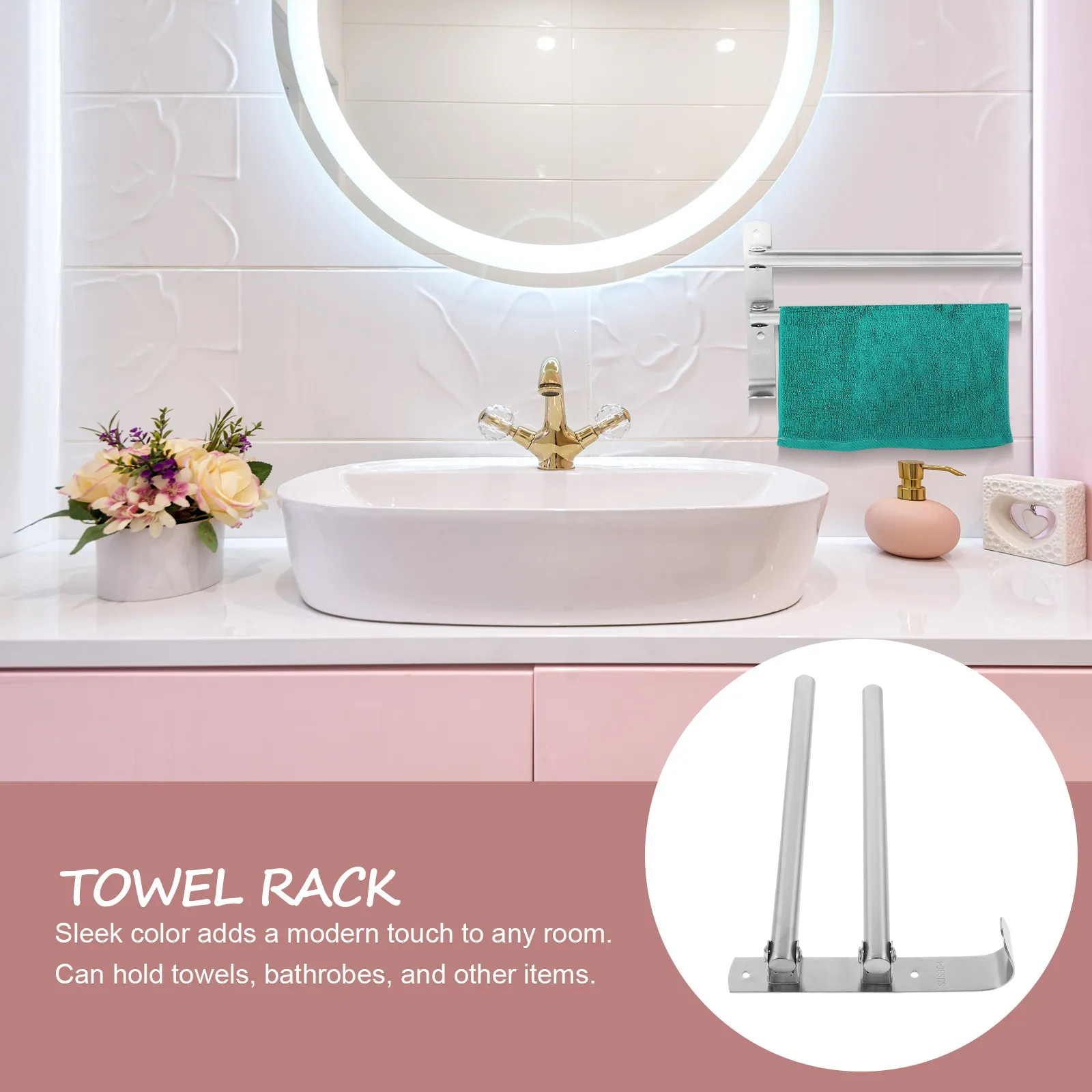 

Настенный вращающийся держатель для полотенец, сверхпрочная металлическая 2-уровневая вешалка для халатов и полотенец, для ванной и кухни, экономия места