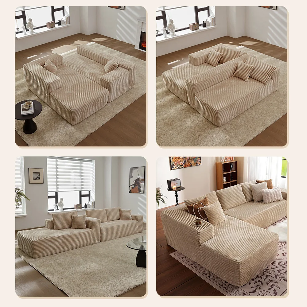 Customized fabric sofa Vacuum compression rolled sponge sofa L-shaped combination sofa