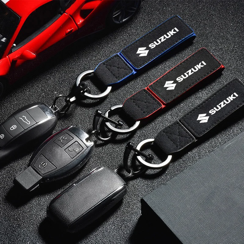 

Suede Car Keychain Key Decoration Ring Keyring For Suzuki Vitara Swift Kizashi SX4 Ignis Baleno Ertiga Ciaz S-cross Accessories