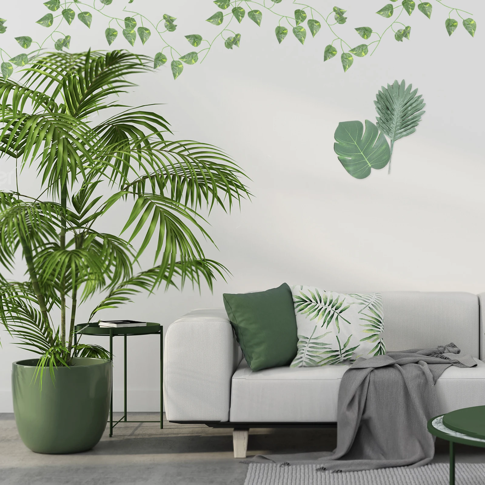 

1Set Artificial Hanging Turtle Back Leaf Garland Realistic Simulated Plant Vine Home Decor Prop Tropical Wall Hanging Rattan