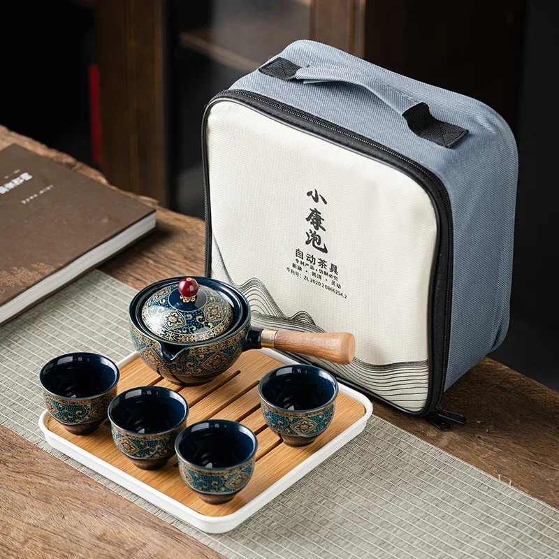 Travel Tea Set 360° Rotating Teapot 1 Pot 4 Cups Chhai Tania Bulhoes Dinnerware
