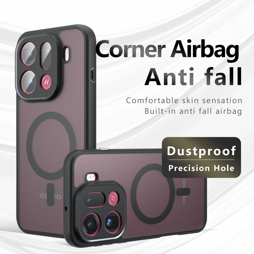 Case For OPPO Find X9 Pro Magnetic Wireless Charging Soft TPU Frame Hard Plastic Translucent Matte Shockproof Phone Back Cover