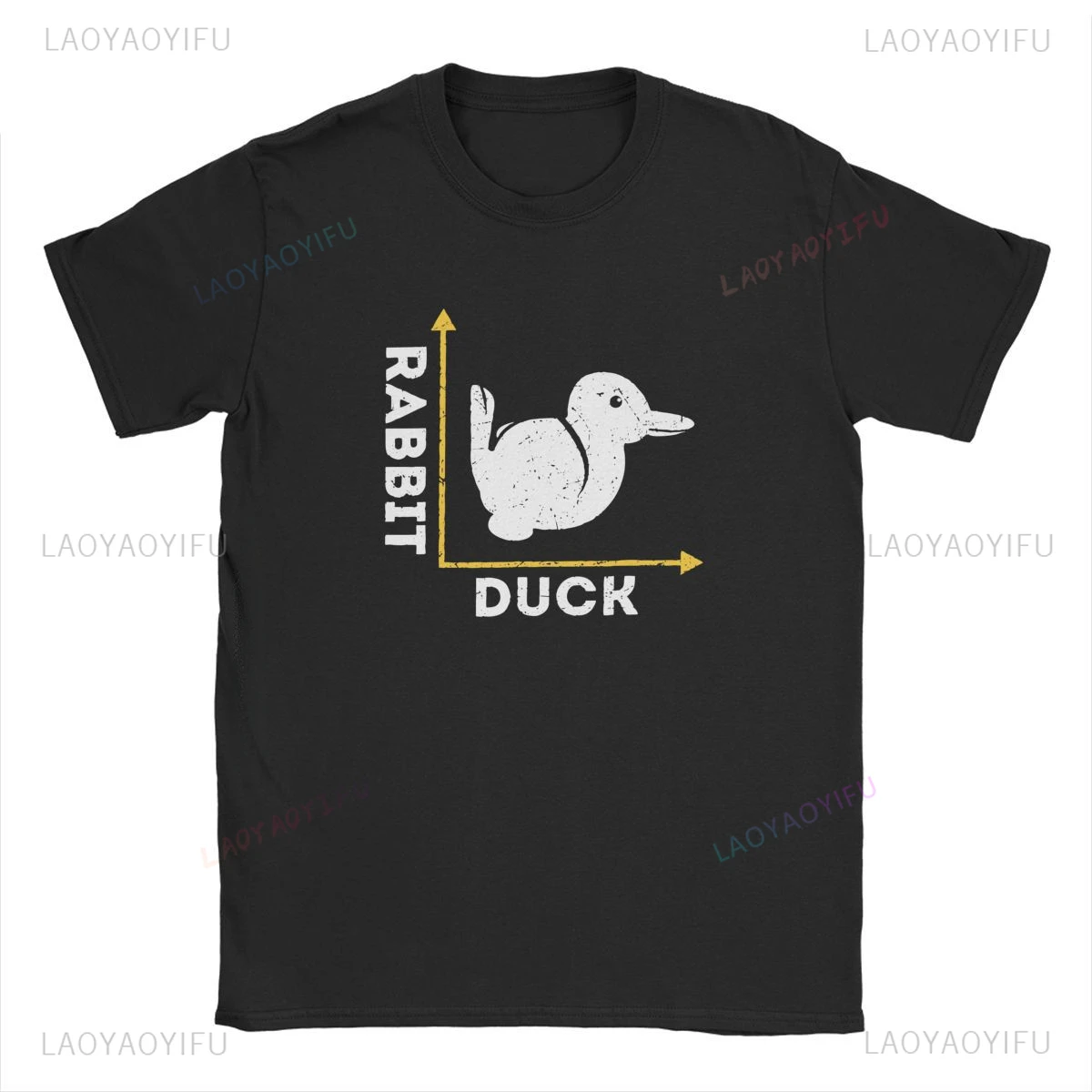 Brain Teaser Duck Rabbit Optical Illusion Funny Graphic T-shirt Duck or Rabbit Printed T Shirts Loose Harajuku Streetwear Tees