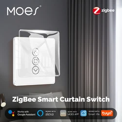 MOES Tuya ZigBee Smart Curtain Switch 2.5D Support RF433 Arc Glass Touch Panel App Remote Control Work With Alexa Google Home