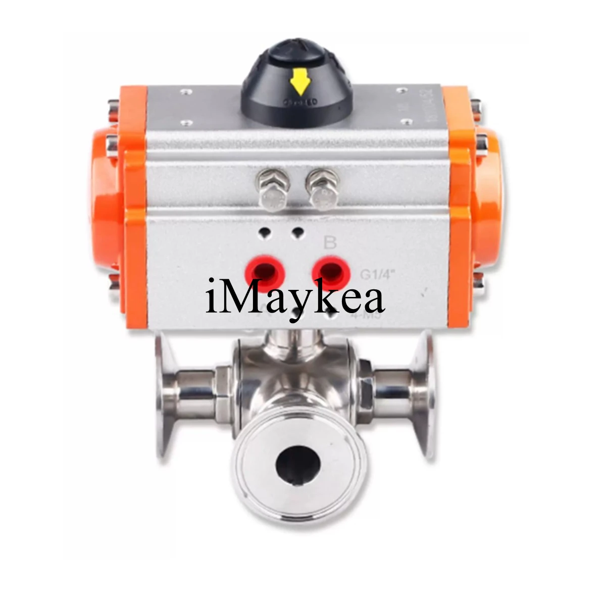 3/4",1",1-1/4",1-1/2" Stainless Steel 304,316 Sanitary Pneumatic 3 Way Ball Valve Double Acting T Type L Type Clamp OD 50.5mm