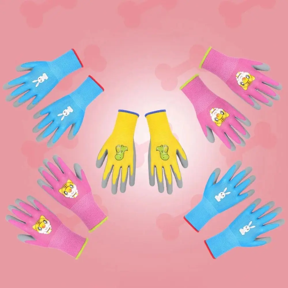 

Non-Slip Kid Gardening Gloves Breathable Animal Pattern Garden Work Gloves Collect Seashells Durable Children Protective Glove