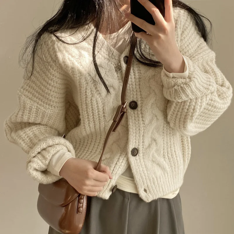 Women Cardigan Sweaters Autumn Winter Fashion Female Long Sleeve V-neck Loose Knitted Shirt Jackets Casual Sweater Coats