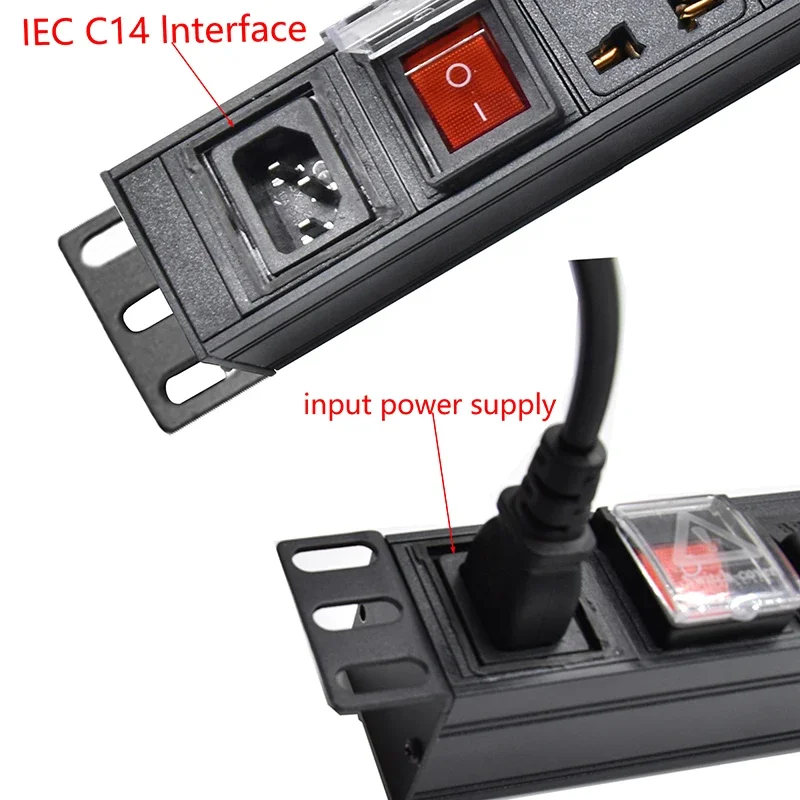 Imagem -02 - Tira de Energia Pdu com Interruptor Extensão Universal do Soquete Electrica com Interruptor Interface C14 Maneiras 19 ue Eua au C13 Unidade de