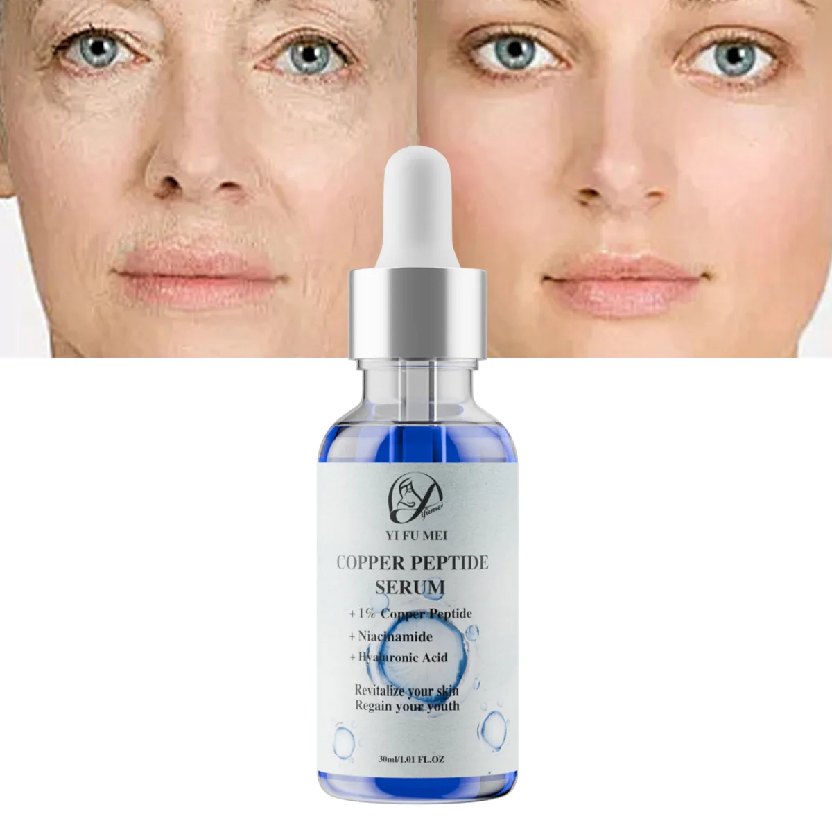 Copper Peptides Serum Anti Aging Fine Lines Age Spots Damaged Collagen Hyaluronic Acid Ghk-cu Copper Peptides Face Skin Serum