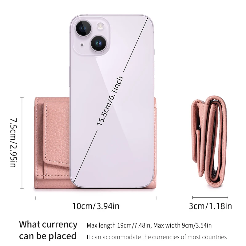 Small Wallet for Women Genuine Leather RFID Blocking Trifold Wallet Credit Card Holder Money Clip Wallet with Coin Pocket