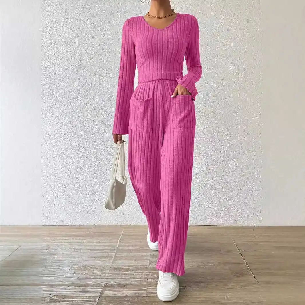 طقم هودي محبوك كاجوال للخريف والشتاء بأكمام طويلة وتصميم فضفاض مع بنطلون للنساء الشابات من سن 8 إلى 25 عامًا