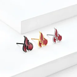Chinese Style Torch Flame Stud Earrings Stainless Steel Earring for Men Boy Hip-Hop Punk Male Jewelry