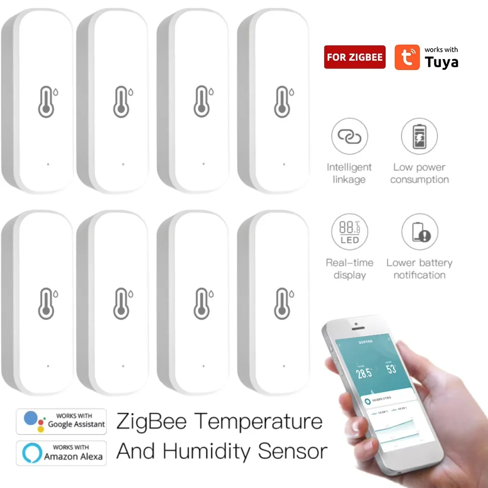 Tuya Wifi/Zigbee Temperature And Humidity Sensor Indoor Thermometer For Home Work With Alexa Google Home Assistant
