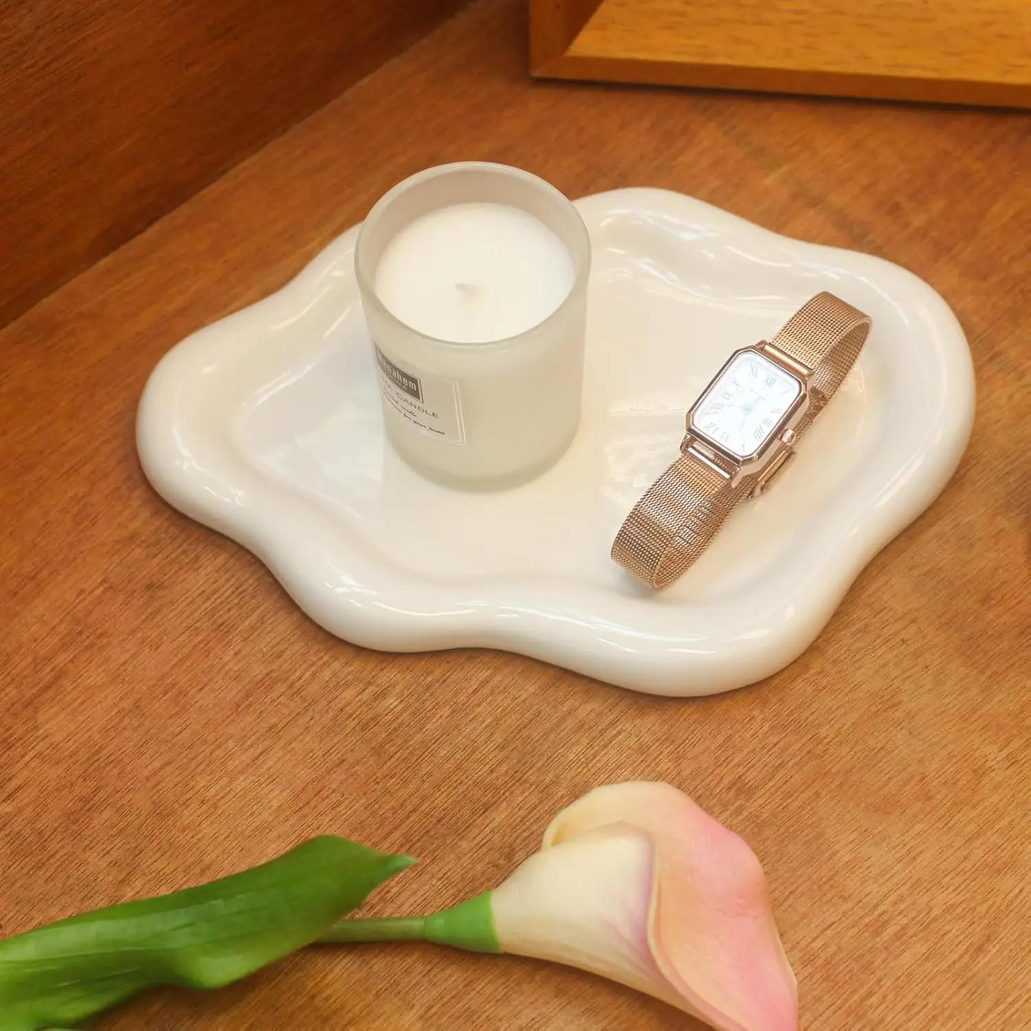Ceramic Jewelry Tray Trinket Dish,Decorative Cloud Vanity Key Tray for Women,Ring Holder Dish,Cute Jewelry Plate Bowl Room Decor