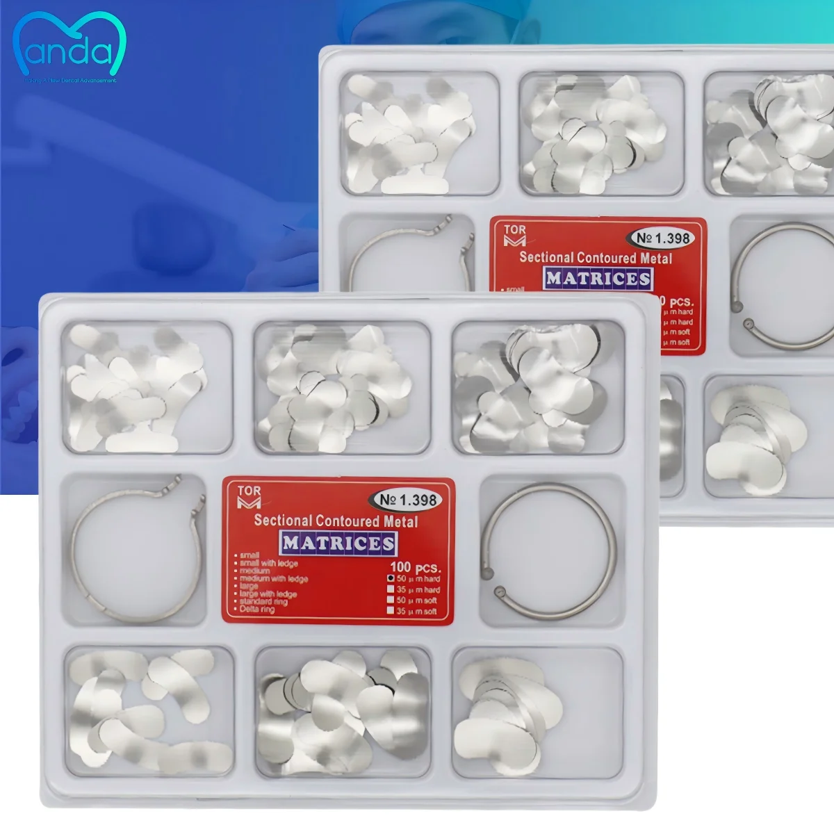

Dental Matrix Band Kit with Metal Rings Contoured Sectional Matrices for Teeth Restoration Orthodontic Forming Tools