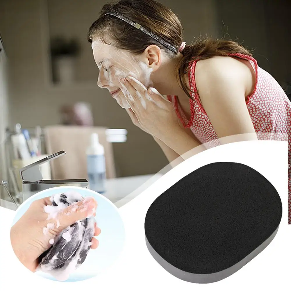 Natural Bamboo Charcoal Face Powder Puff Soft Natural Cosmetic Cleaning Sponge Bamboo Wash Beauty Facial Black Puff G2W2