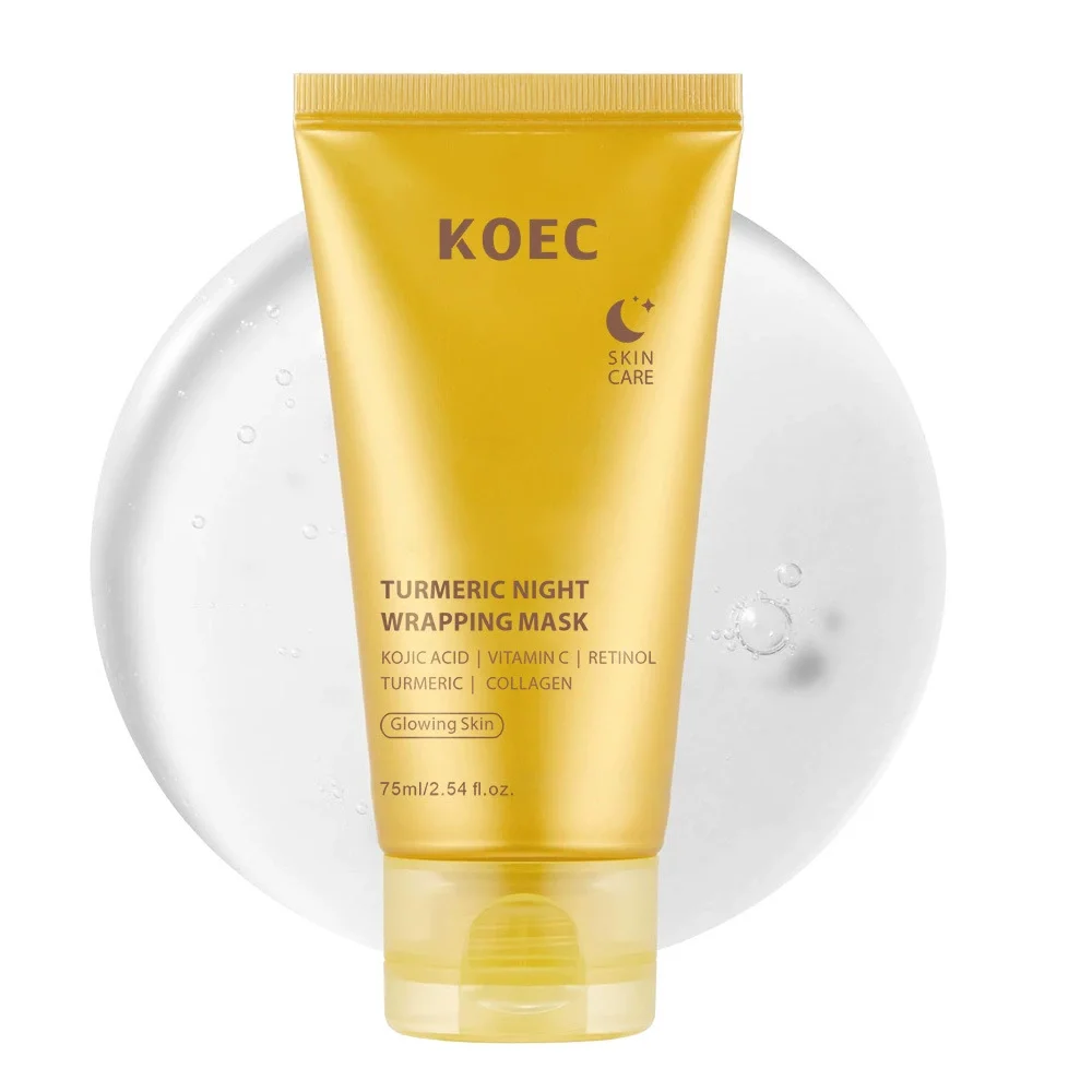 

75ml KOEC Turmeric Collagen Night Peel-Off Wrapping Mask Improve Skin Resilience Glow Texture Even Tone Retinol Kojic Acid VC