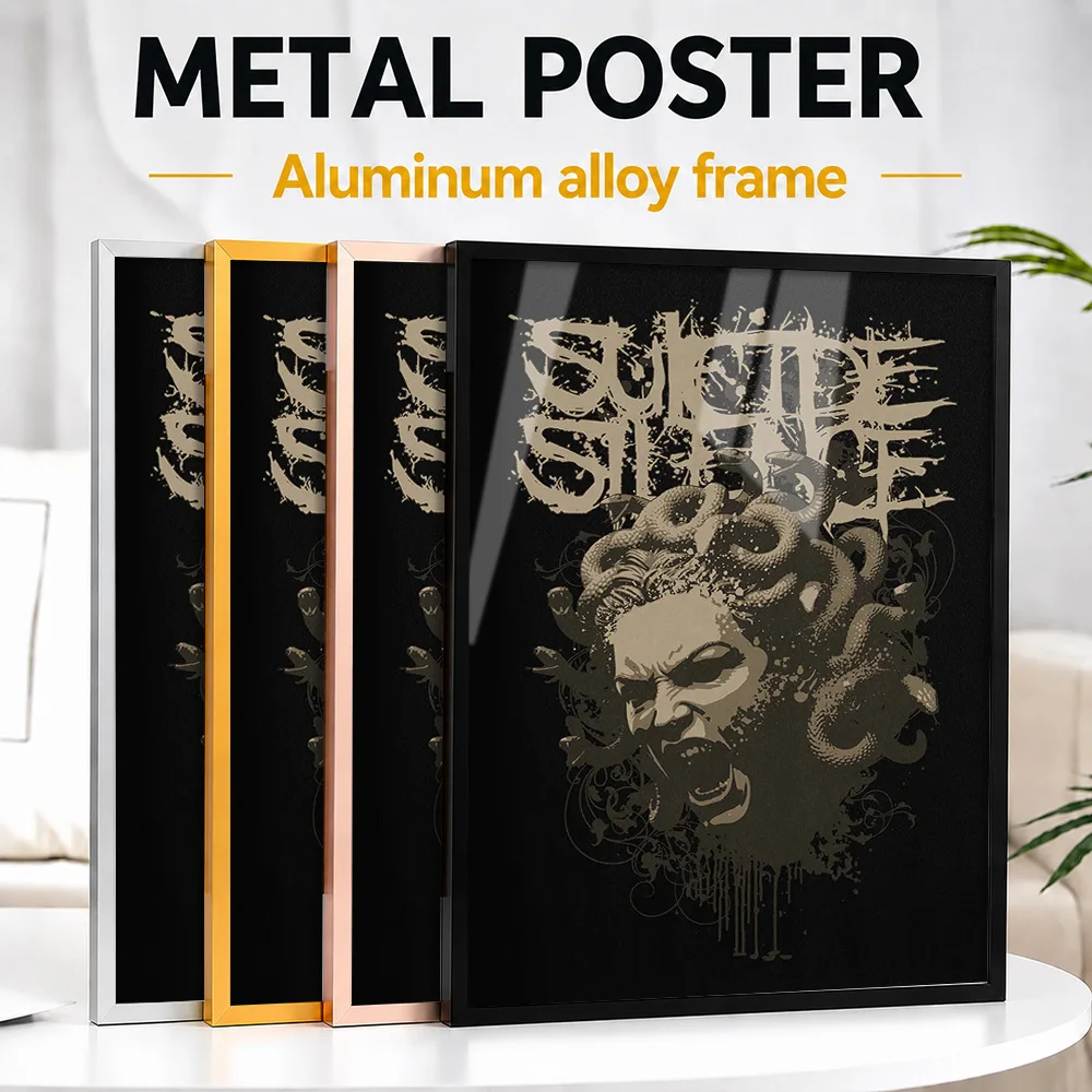 Suicide Silence Medusa Portrait Framed Metal Poster Customized Painting Style Wall Art For Living Room, Record Collector Gift