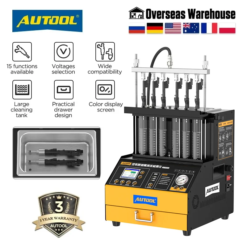 

Автоматический тестер для очистки топливных форсунок CT500, 6-цилиндровый тест на литье, обратная промывка, очиститель бензиновых форсунок для автомобиля GDI EFI