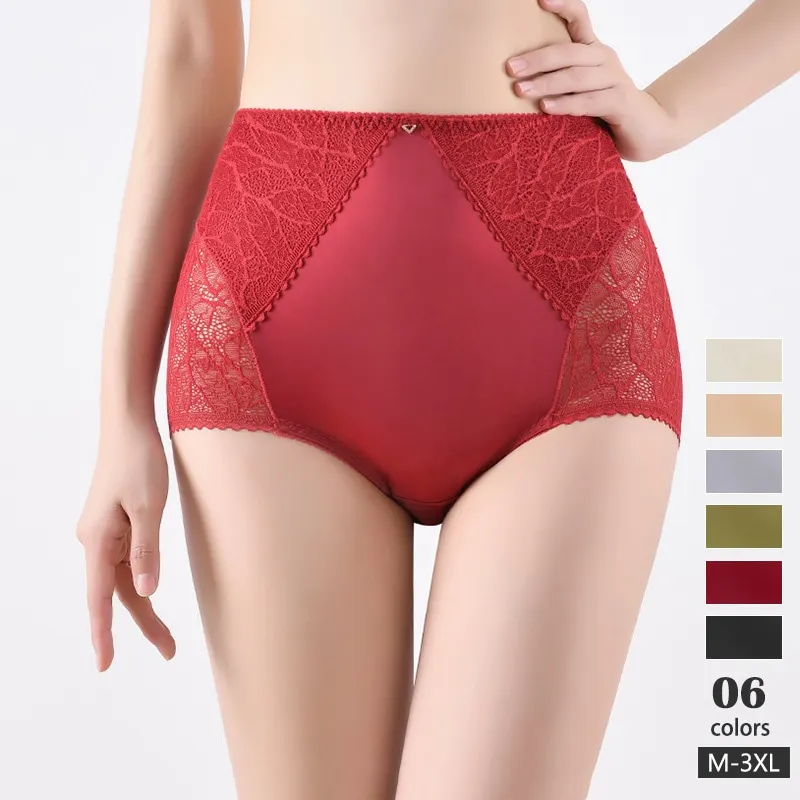 

Sexy Lace Patchwork High-Waist Panties with Pure Cotton Antibacterial Crotch for Women's Butt-Lifting Briefs