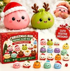 Weihnachts-Countdown-Adventskalender 2026 24 Tage Dumpling Squishy Spielzeug Langsam Aufsteigendes Quetsch-Sensorik-Fidget Feiertagsdekoration