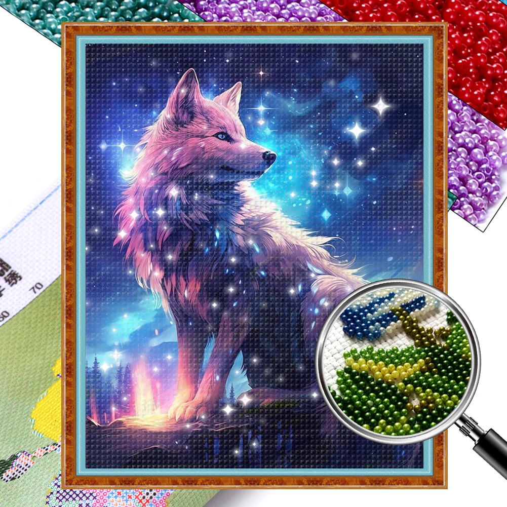 

Полная вышивка бисером с принтом 9CT Волк Вышивка крестиком Домашнее настенное искусство 41x50см