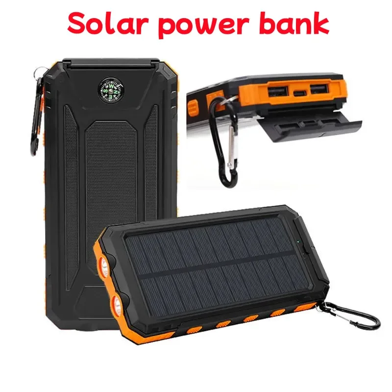 

New 50000mAh Portable Solar Power Bank with Compass for Outdoor Wild Fishing and Camping Large Capacity Backup Power Supply