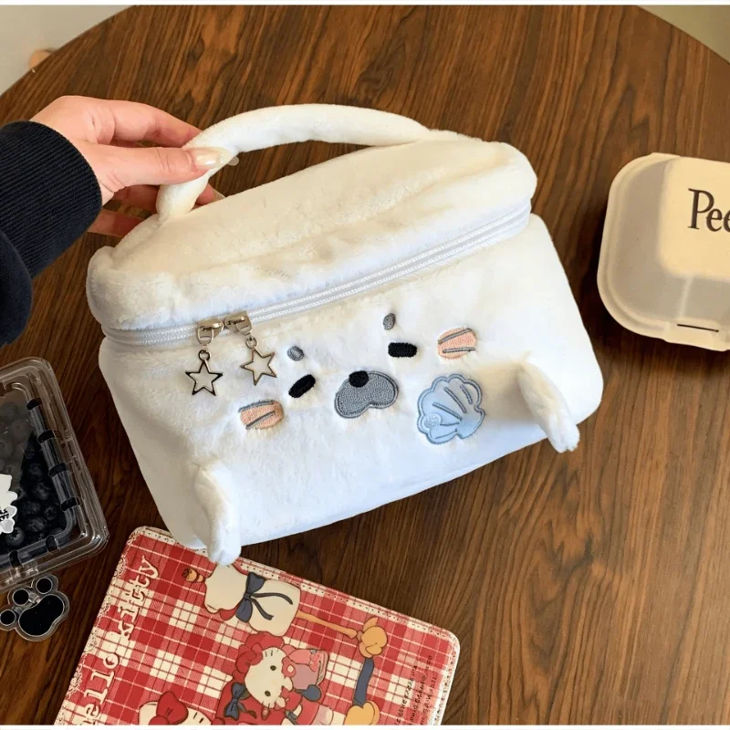 Niedliche Seelchen-Kosmetiktasche, weiche, flauschige Tier-Handtasche, Kosmetik-Reisetasche mit großem Fassungsvermögen, vielseitiges Nischengeschenk für Frauen – Detail 10